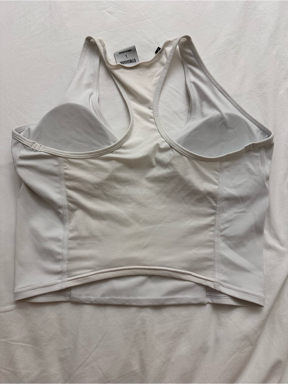 Gymshark White Racerback Cropped Sports Bra - Picture 2 of 2